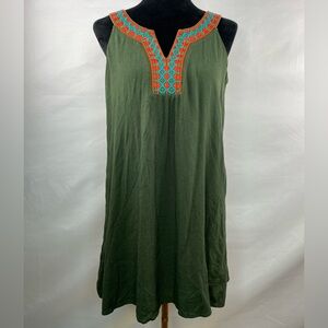 NWOT As U Wish Boho Olive Green Embroidered Mini Dress